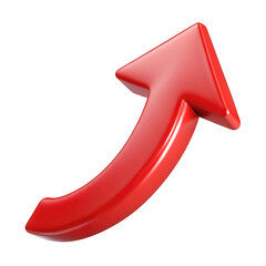 3d red upward arrow 3d render isolated on transparent background