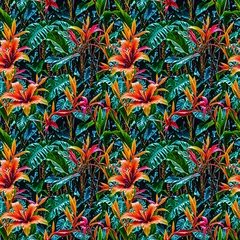 Floral seamless pattern with tropical leaves and flowers. © Ivan