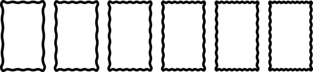 Bright and Minimal Curvy Frame Vector Borders in Multiple Colors for Decorative Graphic Projects, Poster Templates, or Web Layout Accents