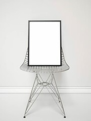 Poster frame on the chair, background.