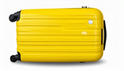 big yellow travel suitcase, png file of isolated cutout object with shadow on transparent