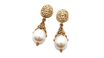 gold earrings with diamonds isolated