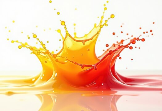 vibrant fruit juice splash colorful abstract liquid motion white background, yellow, orange, red, green, pink, tangerine, berry, lemon, apple, grapefruit