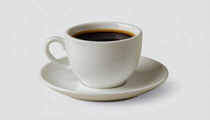 Obraz premium Classic White Cup of Coffee on Saucer - Isolated on Transparent & White Background