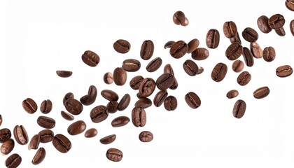 Obraz premium Coffee beans flying isolated on isolated png background.