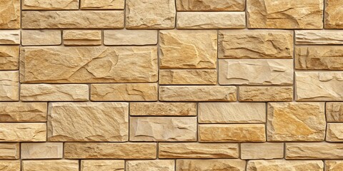 Fototapeta premium Tan Stone Wall Texture, Building Material, Facade