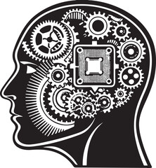 Obraz premium Human head with gears vector illustration for technology and business communication concept design