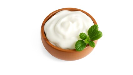 Sour Cream in Wooden Bowl
