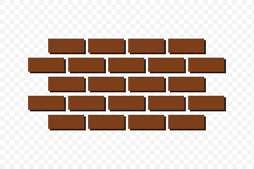 Obraz premium Brick wall vector icon design. Natural material to build, masonry to panels wall, fence or retainer wall, fireplace consist of texture pattern of rectangular block shape and bonded by mortar cement.
