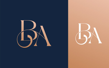 Initial letter BA AB logo design vector illustration for couple, wedding, and business