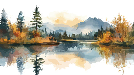 Serene Watercolor Landscape Pastel Drawing for Design Projects