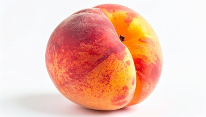 Fototapeta premium Isolated peach on a white background, showcasing its vibrant color and smooth texture
