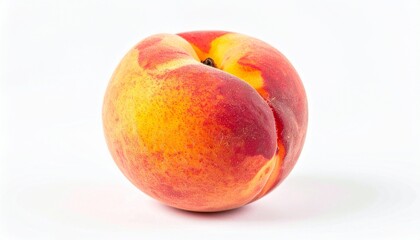 Fototapeta premium Isolated peach on a white background, showcasing its vibrant color and smooth texture