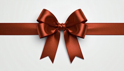 Fototapeta premium Custom Realistic decorative red bow with horizontal red ribbons isolated on white. Element