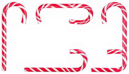 Obraz premium Set candy cane frame with red and white striped. Xmas border with striped candy lolli 