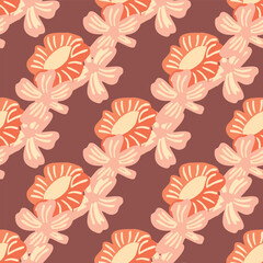 Whimsical seamless pattern with birds and bold florals folk-inspired vector