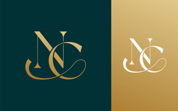 Initial letter NC CN logo design vector illustration for couple, wedding, and business