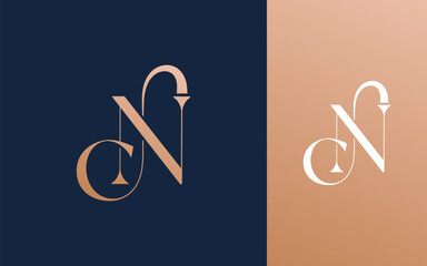 Initial letter NC CN logo design vector illustration for couple, wedding, and business