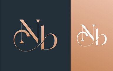 Initial letter NB BN logo design vector illustration for couple, wedding, and business