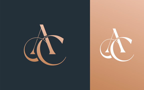 Initial letter CA AC logo design vector illustration for couple, wedding, and business