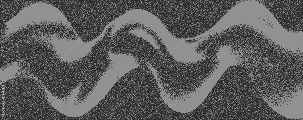 Poster Dynamic abstract patterns create a mesmerizing visual flow in shades of gray with contrasting textures and shapes