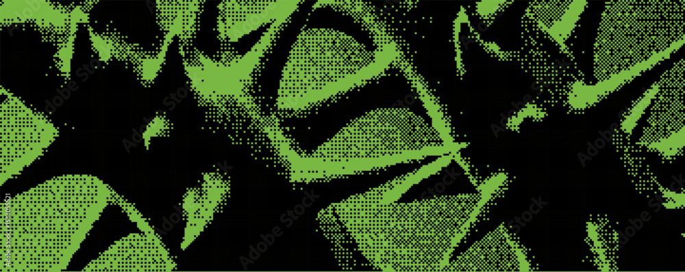 Aufkleber Intricate green abstract pattern revealing a complex texture of spikes and shapes in a bold, dark background
