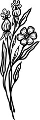 Hand Drawn Minimal Linear Vector Floral Pattern Print