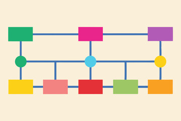 Colorful Abstract Geometric Pattern With Rectangles and Circles