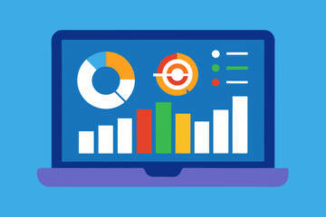 Data Analysis and Visualization Dashboard on Laptop Screen