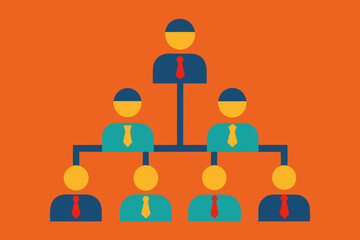 Organizational Chart of Company Hierarchy Flat Design Concept