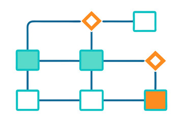 Interconnected Network Diagram Illustrating Communication and Data Flow
