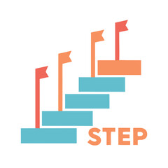 Achieving Goals Through Step By Step Process Concept