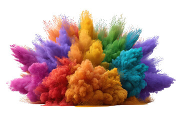Fototapeta premium Rainbow color powder explosion isolated on transparent background