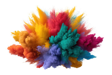 Obraz premium Colorful powder explosion isolated on transparent background
