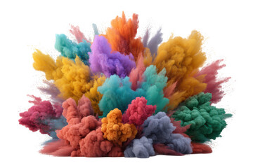 Obraz premium Colorful powder explosion isolated on transparent background