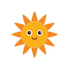 Stylish Sun with Smiling Face and Rays – Cheerful Weather Character Clipart