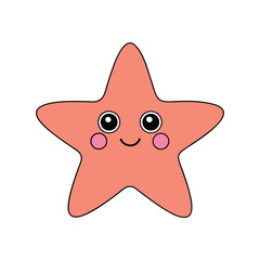 Starfish Character with Blushing Cheeks – Cute Ocean Animal Clipart