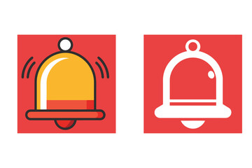Two stylized bell icons depicting notification symbols set against a bold red backdrop