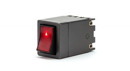 Obraz premium Close up of red light electrical switch