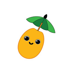 Mango with Beach Umbrella – Tropical Summer Fruit Clipart for Hot Days