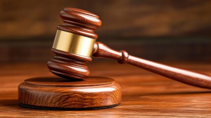 Wooden gavel on a table