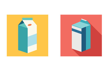 Isometric milk cartons on colorful backgrounds representing healthy dairy products for consumption