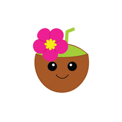 Ice Cream in Coconut Shell with Hibiscus – Exotic Summer Treat Clipart