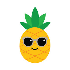 Cute Pineapple Wearing Sunglasses – Funny Tropical Summer Character Clipart