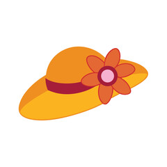 Sun Hat with Ribbon and Flower – Elegant Summer Fashion Accessory Clipart