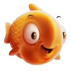 ILLUSTRATION OF A COLORFUL ORANGE AND YELLOW FISH WITH A HAPPY EXPRESSION