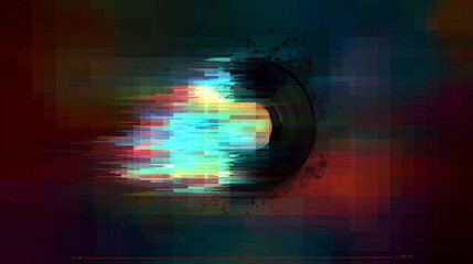 Black Vinyl Record in retro colorful Background