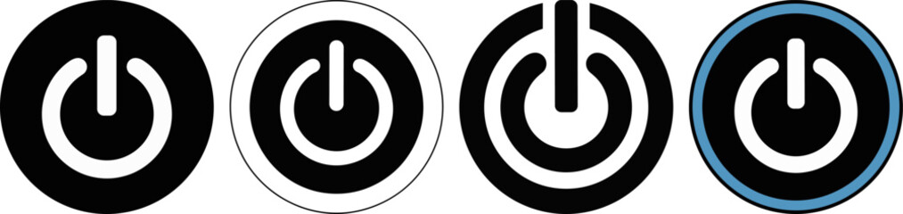 Power Button Icon &ndash; Minimal Black and White Circular Symbol for Web and Digital Interfaces

