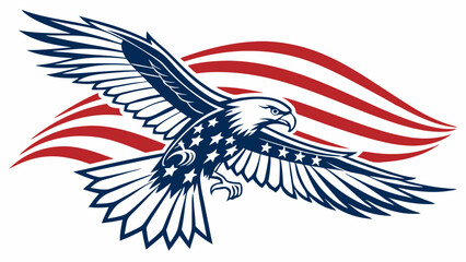 American Bald Eagle in Flight with USA Flag Design