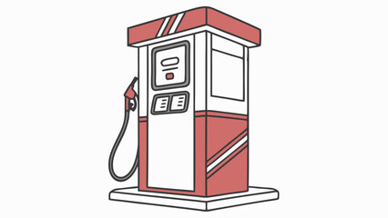 Cartoon Illustration of a Red and White Gas Pump
